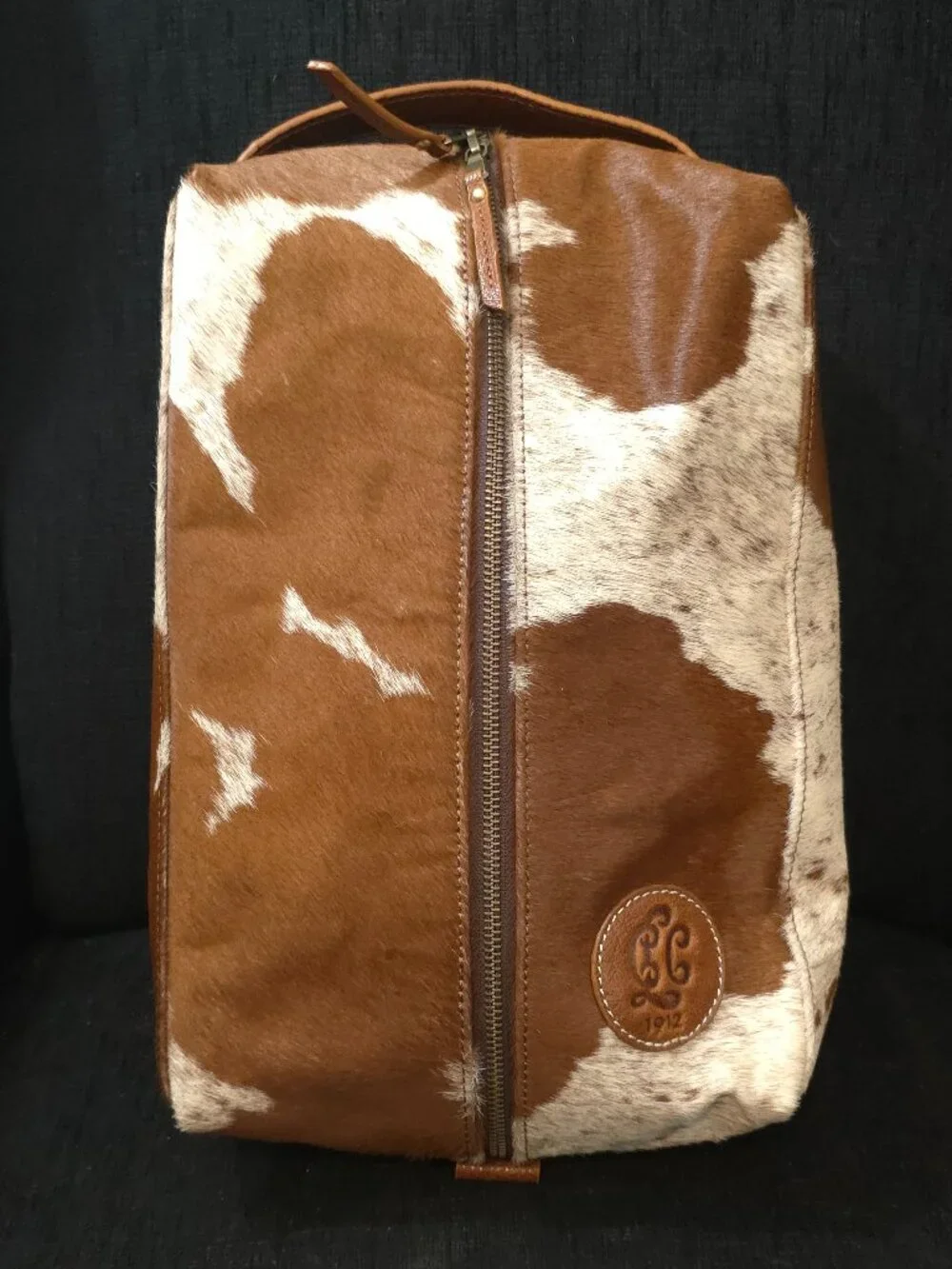F.H. Wadsworth Men's Brindle Cowhair on Hide and Leather Shoe Bag